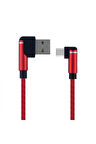 90 Derece Şarj Kablo Kırmızı Micro Usb Sarj Kablosu(hızlı Şarj Desteği+görüntü Aktarım Desteği)