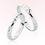 Beyaz Kareli Altın Alyans 5605