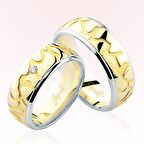 Sarı Beyaz Desenli Altın Alyans 5606