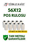 56x12 Termal Rulo - Yazarkasa Pos Rulosu 50 Paket 500 Adet