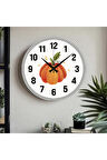 Çiçek desenli Dekoratif Türkçe Rakamlı UV Baskılı Duvar Saati (Sessiz) Akar Mekanizma Metal Akrep
