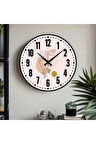 Dekoratif Türkçe Rakamlı UV Baskılı Duvar Saati (Sessiz) Akar Mekanizma 40CM Metal Akrep Yelkovan