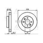 FREN DISKI KANGOO I  98-08 / CLIO II 98-05 / KANGOO I 98-08 / MEGANE I 96-03 / ÖN HAVALI 238-4