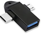 Micro Usb Type-c 3 In 1 Dönüştürücü Çevirici Adaptör Otg