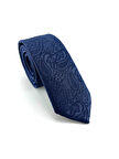  Lacivert Şal Desenli Slim Kravat