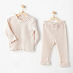 Andywawa AC25093 Sweet Penguin 2'Li Bebe Takım Ekru