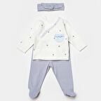 Bibaby Biorganic Love Floral 3 Parça Zıbın Seti 73346 Ekru Lila