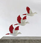 Dekoratif Üçlü Kumru Kuş Duvar Dekoru Süs 17*12 CM