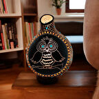 Baykuş Desenli Su Kabağı Lamba,Masaüstü Dekoratif Abajur