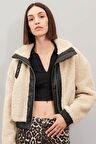 DeFacto Dik Yaka Suni Kürk Fermuarlı Mont Ceket C3980AX24WNBG778