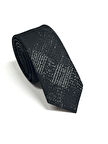  Siyah Antrasit Gölge Desenli Slim Kravat