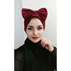 Kadın Tesettür Fiyonklu Çift taraflı Bone Bordo