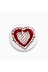 Rozet Metal Kalp Çilek Bordo Coquette Stil Y2k