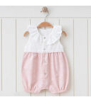 KIZ BEBEK PAMUKLU KETEN GÖRÜNÜMLÜ DÜĞME DETAYLI TULUM