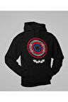 Kaptan Amerika Baskılı Unisex Oversize Avengers Hoodie