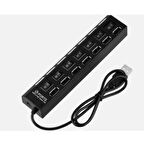 Ozmik USB 2.0 Hub Güç Şeridi 7 Portlu On/of Anahtarlı Akım Korumalı Bilgisayar Çoklayıcı