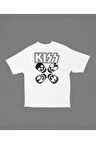 Müzik Grubu Kiss Baskılı Unisex Tişört, Oversize Rock Metal Tişört