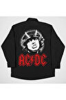 AC DC Müzik Grubu Baskılı Unisex Rock Metal Cepli Gömlek