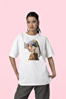 Mona Lisa Temalı Billie Eilish Baskılı Unisex Tişört, Oversize Şarkıcı Tişört
