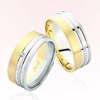 Sarı  Beyaz Şeritli Altın Alyans 5702