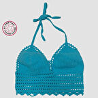 Uretti - ASLI 5776 - El Yapımı Turkuaz Crop Top