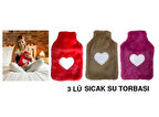 SICAK SU TORBASI 3 ADET,PELUŞ KALPLİ,TERMOFOR 26X17X2CM 1 LİTRE