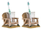 2 ADET DİŞ FIRÇALIK VE MACUNLUK SANDALYE POLİRESİN 13X11X10CM 200ML BANYO SETİ