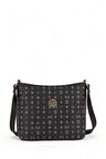 Bilik Deri Monogram Siyah Kadın Çapraz Askılı Çanta NV 1008-MG