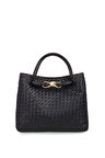 Bilik Deri Örgü Siyah  Kadın Omuz Çantası BLM 8106-ÖR