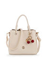 Bilik Deri Logo Detaylı Bej Kadın El Çantası RİV 145-R