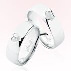 Kalp Desenli Beyaz Altın Alyans 5707