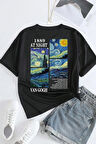 Unisex Van Gogh Yıldızlı Gece Sırt Baskılı Oversize T-shirt