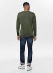 Only & Sons O Yaka Normal Düz Haki Erkek Kazak ONSGARSON 12 WASH CREW KNIT NOOS