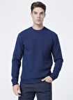 Only & Sons O Yaka Düz Koyu Mavi Erkek Sweatshirt