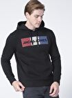 Jack & Jones 12152840 Jjecorp Logo Sweat Hood No Kapüşonlu Regular Fit Baskılı Siyah Erkek Sweatshir