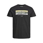 Jack & Jones Bisiklet Yaka Baskılı Siyah Erkek t-shirt 12205503