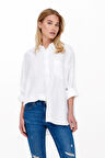 Only Kadın Onltokyo Cep Detaylı Keten Gömlek 15259585 Ekru