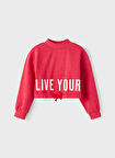 Name İt Kırmızı Kız Çocuk O Yaka Sweatshirt NKFNALIVE LS CROP SWEAT  BRU