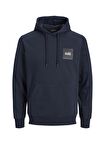 Jack & Jones Kapüşonlu Regular Fit Koyu Lacivert Erkek Şardonlu Sweatshirt 12213245_JJLOCK SWEAT HOOD