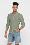 Only & Sons Erkek Onscaiden Slim Fit Keten Gömlek 22012321 Yeşil