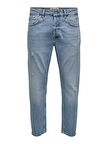 Only & Sons Erkek Rahat Kesim Kot Pantolon ONSAVI CROP L. BLUE 4858 JEANS 22024858
