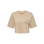 Only Sıfır Yaka Bej Kadın Crop T-shirt 15290663