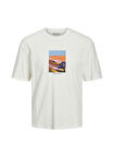 Jack & Jones Bisiklet Yaka Baskılı Krem Erkek T-Shirt 12230734_JORVALLEY SS TEE CREW NECK