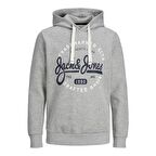 Jack&Jones Kapüşonlu Standart Kalıp Açık Gri-Melanj Erkek Sweat 12236178