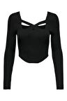 ONLLISA LS SQUARENECK KNT Kadın Siyah Kazak - 15300377