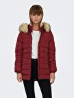 Only Kapüşonlu Bordo Kadın Kaban 15304765