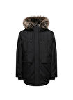 Only Siyah Erkek Kapüşon Yaka Mont 22027557_ONSFUTURE FAUX FUR