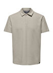 Only & Sons Düz Açık Bej Erkek Polo T-Shirt ONSKIAN REG SEERSUCKER SS POLO