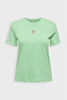 Only Kadın Onlfoodıe Baskı ve Yazı Detaylı Kısa Kol %100 Pamuk T-Shirt 15316728 Yeşil