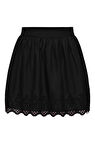 Only Kadın Onllou Bel Kısmı Lastikli Dantel Detaylı %100 Pamuk Mini Etek 15313168 Siyah